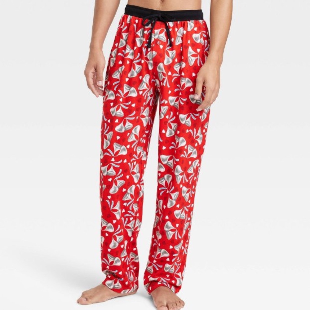 Men’s Hershey’s Kisses Pajama Lounge Pants Red Cotton Drawstring Pockets Size XL